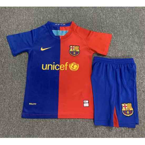 Youth Retro Soccer Jerseys Barcelona Blue Red 08 09